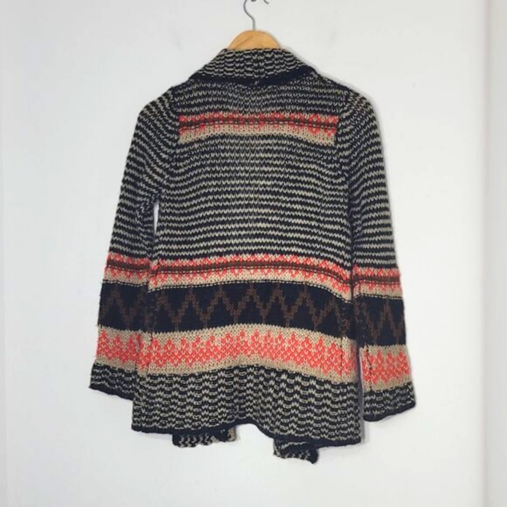 Pink Rose Multicolor Long Sleeve Open Front Cardigan Casual Sweater Medium - Picture 3 of 11